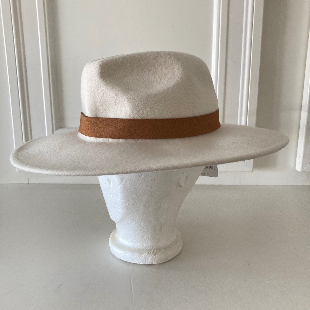 NWT Free People Beaumont Suede Band Ivory Felt Hat
